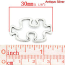 10 Silver Metal OPEN PUZZLE Piece Charm Pendants, autism awareness chs0509