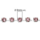 1 yard ( 3 feet ) Rhinestone Cup Chain, 2.5mm, bright silver base metal and pink glass crystals fch0180