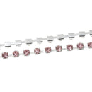 1 yard ( 3 feet ) Rhinestone Cup Chain, 2.5mm, bright silver base metal and pink glass crystals fch0180