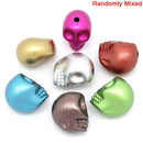 100 Metallic SKULL Acrylic Striped Beads  13x11mm  bulk package bac0053