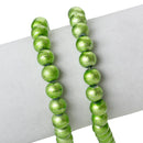 50 SPRING GREEN Metallic Drizzle Glass Beads, Round, 8mm bgl0059