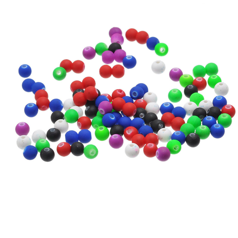 500 Round Acrylic Beads, matte rubber coating  6mm  bulk package bac0054