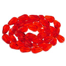 25 Teardrop Briolette Crystal LIGHT SIAM RED Glass Beads . 16x10mm bgl0063
