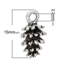 10 Silver Tone Metal PINE CONE Charm Pendants 15x8mm chs0522