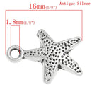 10 Silver Metal STARFISH Charm Pendants chs0523