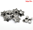 6 Sets FLOWER Stud Rivets . antiqued silver metal fin0048