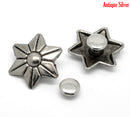 6 Sets FLOWER Stud Rivets . antiqued silver metal fin0048