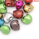 100 Metallic SKULL Acrylic Striped Beads  13x11mm  bulk package bac0053