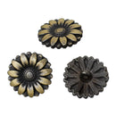 6 Bronze Metal FLOWER Shank Buttons for Jewelry Making, Scrapbooking, Sewing  BUT0018