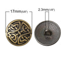 6 Bronze Metal ROUND CARVED Shank Buttons for Jewelry Making, Scrapbooking, Sewing  BUT0019