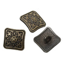 6 Bronze Metal CURVED SCROLL SQUARE Shank Buttons for Jewelry Making, Scrapbooking, Sewing  but0022