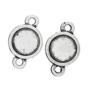 10 Silver Metal 2-hole CONNECTOR Charm Pendants, links, holds 8mm round cabochons  chs0517