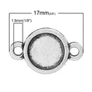 10 Silver Metal 2-hole CONNECTOR Charm Pendants, links, holds 8mm round cabochons  chs0517