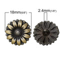 6 Bronze Metal FLOWER Shank Buttons for Jewelry Making, Scrapbooking, Sewing  BUT0018