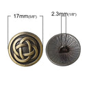 6 Bronze Metal ROUND CELTIC KNOT Circle Shank Buttons for Jewelry Making, Scrapbooking, Sewing  but0025