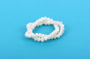8x6mm Metallic Pearl OFF-WHITE Opaque Crystal Glass Faceted Rondelle Beads . 1 Strand, bgl0083