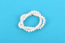 6x4mm Metallic Pearl OFF-WHITE Opaque Crystal Glass Faceted Rondelle Beads . 1 Strand, bgl0076