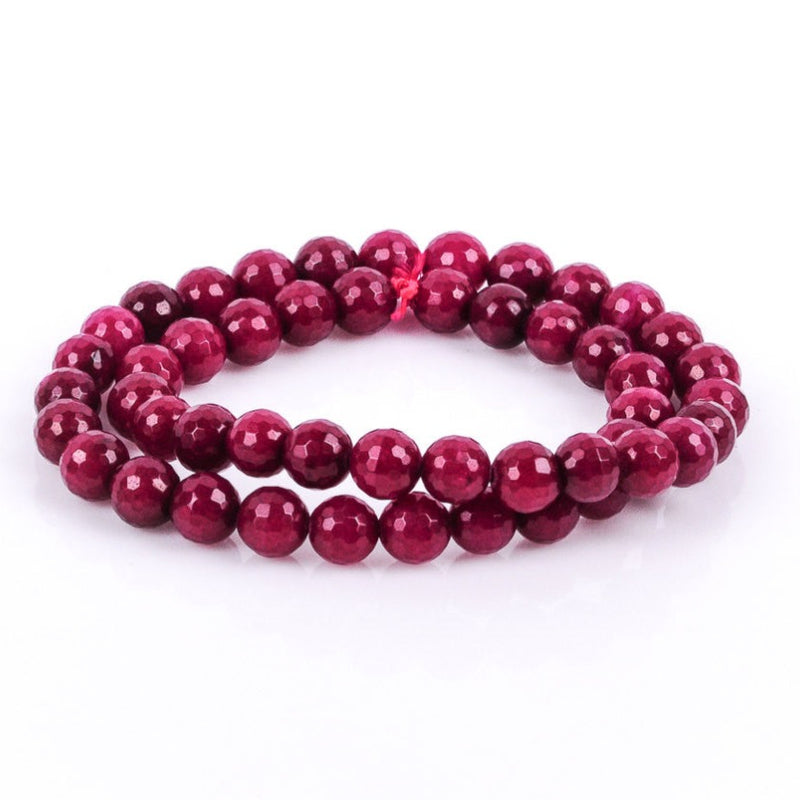 1 Strand Round Dyed Faceted Dark RUBY RED JADE Gemstone Beads, 6mm gjd0004