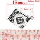 5 Large BOOK Pewter Charm Pendants chs0574
