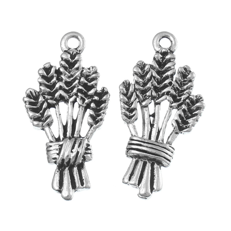 10 SHEAF OF Wheat Pewter Charm Pendants chs0572