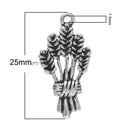 10 SHEAF OF Wheat Pewter Charm Pendants chs0572