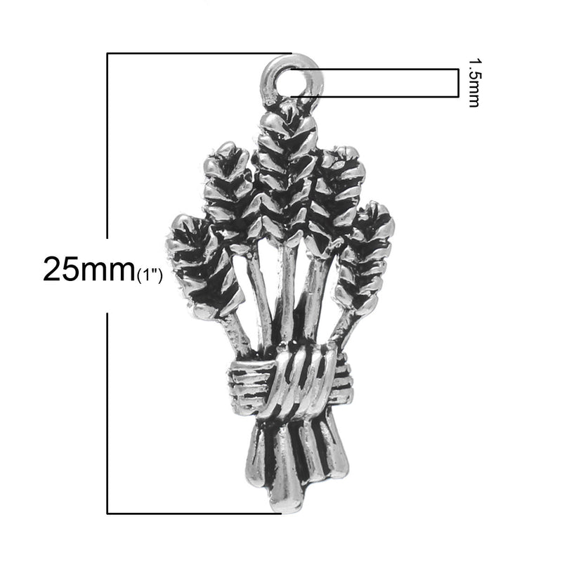 10 SHEAF OF Wheat Pewter Charm Pendants chs0572