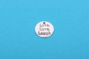 10 Silver Metal REVERSIBLE Live Love Laugh and Karma Charm Pendants, stamped on both sides, chs0666