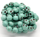 12mm TURQUOISE BLUE Sugar Skull Howlite Gemstone Beads, full strand, carved stone, how0145