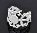 WHITE Enamel Brass Metal Ring Blanks . fully adjustable sizing . 10 pieces fin0063