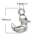 10 Antiqued Silver DUCKIE Duck Charm Pendants chs1052