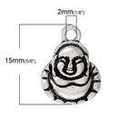 10 Antiqued Silver Sitting BUDDHA Maitreya Charm Pendants chs1042