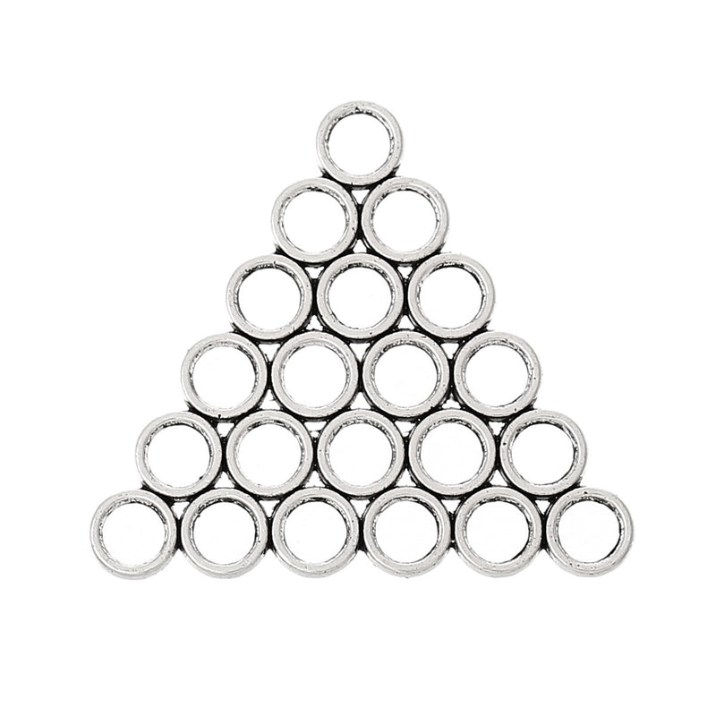 6 TRIANGLE BUBBLE Connector Link Charms, 28x25mm, antique silver tone metal chs1049