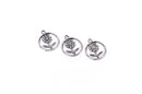 10 Small Antique SILVER Metal FLOWER Circle Charms . 21mm x 18mm chs1083