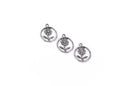 10 Small Antique SILVER Metal FLOWER Circle Charms . 21mm x 18mm chs1083