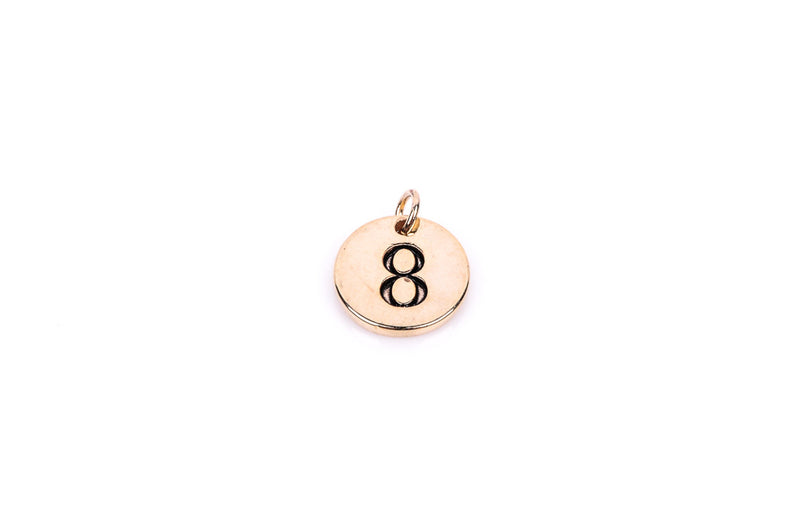 Gold Plated Circle Disc Charm Pendant, number 8,   chg0110