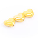 5 LEMON YELLOW Ceramic Porcelain Heart Shaped Beads  20x18mm bgl0305