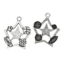 8 Silver Tone ALL STAR Sports Ball Charms Pendants chs1164