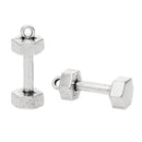 3 Silver Tone BARBELL Weightlifting Charms Pendants, 25mm long, chs1165