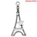 10 Silver Tone Paris EIFFEL TOWER Charm Pendants chs1174