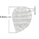 2 Large Bright Silver Stamped Heart Pendants, "fly with the angels dance amongst the stars" Charm Pendants chs1194