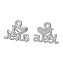 10 Silver Tone I LOVE Jesus Charms Pendants chs1168