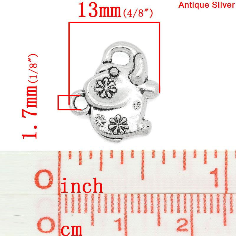 10 Small Silver Tone Fancy ELEPHANT Charms Pendants chs1169