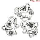 10 Small Silver Tone Fancy ELEPHANT Charms Pendants chs1169