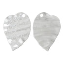 2 Large Bright Silver Stamped Heart Pendants, "fly with the angels dance amongst the stars" Charm Pendants chs1194