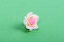 2 WHITE, YELLOW, and PINK Polymer Clay Rose Flower Beads pol0025