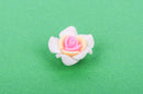 2 WHITE, YELLOW, and PINK Polymer Clay Rose Flower Beads pol0025