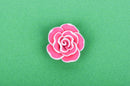 2 Medium HOT PINK Polymer Clay Rose Flower Beads pol0033