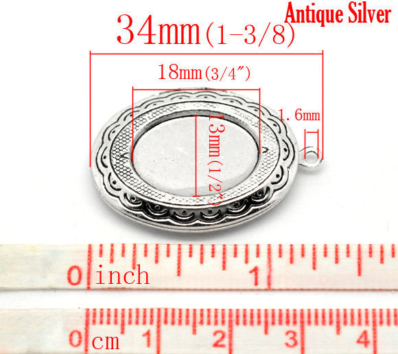 5 Antique Silver Oval Photo Frame Locket Pendants 34x24mm  chs1253