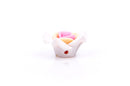 2 WHITE, YELLOW, and PINK Polymer Clay Rose Flower Beads pol0025