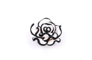 2 Medium BLACK AND WHITE Polymer Clay Rose Flower Beads  pol0013